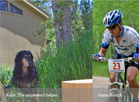 Jason Kompf, carpenter and his helper.