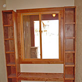 Custom bench and shelving in mudroom